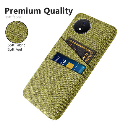 Phone Cover for vivo Y02 4G / Y02A 4G / Y11 (2023) Hard PC + Cloth Dual Card Holder Anti-Scratch Protection Case