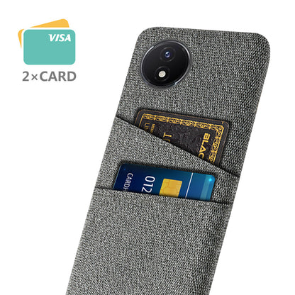 Phone Cover for vivo Y02 4G / Y02A 4G / Y11 (2023) Hard PC + Cloth Dual Card Holder Anti-Scratch Protection Case