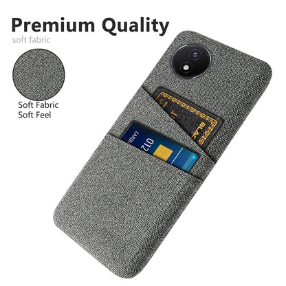 Phone Cover for vivo Y02 4G / Y02A 4G / Y11 (2023) Hard PC + Cloth Dual Card Holder Anti-Scratch Protection Case