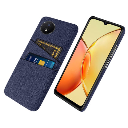 Phone Cover for vivo Y02 4G / Y02A 4G / Y11 (2023) Hard PC + Cloth Dual Card Holder Anti-Scratch Protection Case