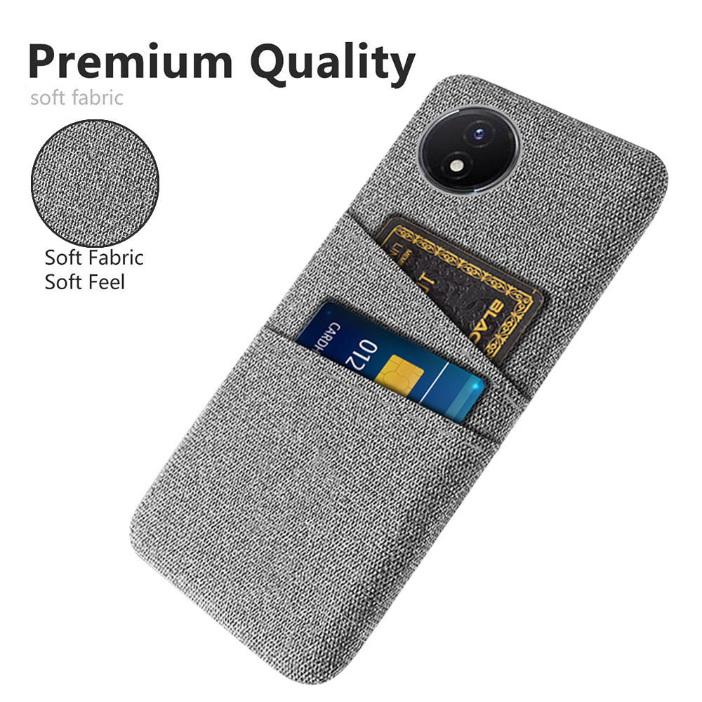 Phone Cover for vivo Y02 4G / Y02A 4G / Y11 (2023) Hard PC + Cloth Dual Card Holder Anti-Scratch Protection Case