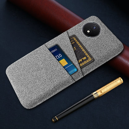 Phone Cover for vivo Y02 4G / Y02A 4G / Y11 (2023) Hard PC + Cloth Dual Card Holder Anti-Scratch Protection Case