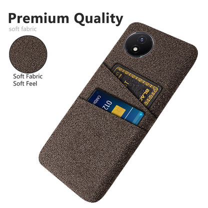 Phone Cover for vivo Y02 4G / Y02A 4G / Y11 (2023) Hard PC + Cloth Dual Card Holder Anti-Scratch Protection Case