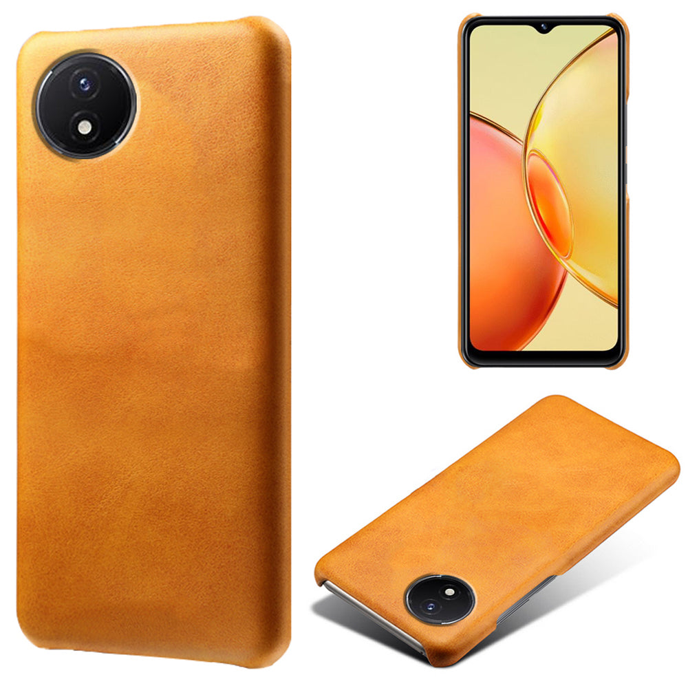 For vivo Y02A 4G / Y02 4G / Y11 (2023) Anti-Scratch Back Case PU Leather + PC Calf Texture Phone Cover