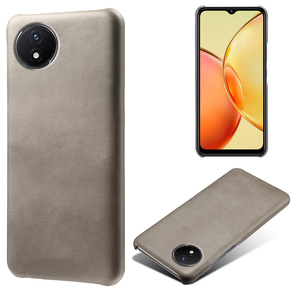 For vivo Y02A 4G / Y02 4G / Y11 (2023) Anti-Scratch Back Case PU Leather + PC Calf Texture Phone Cover