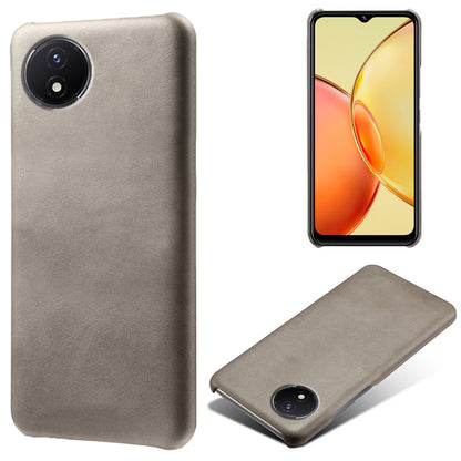 For vivo Y02A 4G / Y02 4G / Y11 (2023) Anti-Scratch Back Case PU Leather + PC Calf Texture Phone Cover