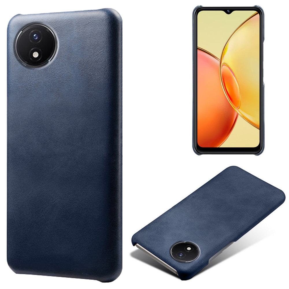 For vivo Y02A 4G / Y02 4G / Y11 (2023) Anti-Scratch Back Case PU Leather + PC Calf Texture Phone Cover