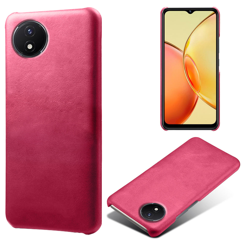 For vivo Y02A 4G / Y02 4G / Y11 (2023) Anti-Scratch Back Case PU Leather + PC Calf Texture Phone Cover