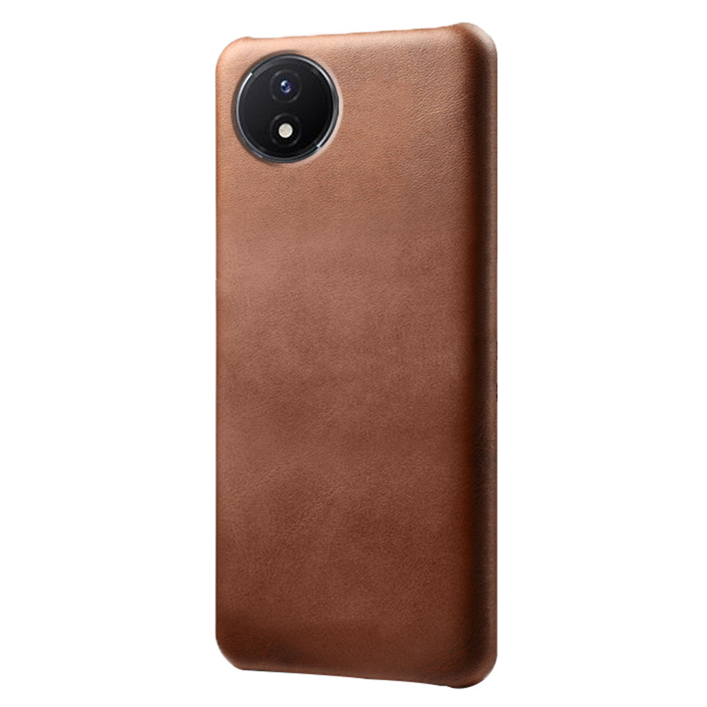 For vivo Y02A 4G / Y02 4G / Y11 (2023) Anti-Scratch Back Case PU Leather + PC Calf Texture Phone Cover