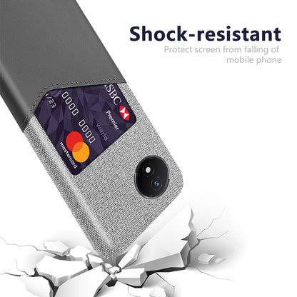 Card Holder Phone Case for vivo Y02 4G / Y02A 4G / Y11 (2023) , PU Leather Coated PC Cloth Texture Anti-Scratch Cover