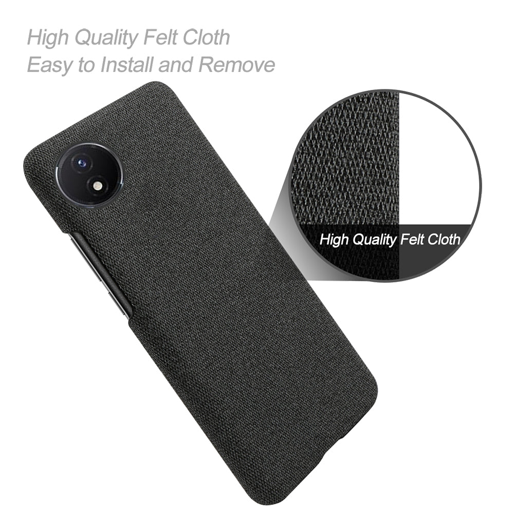 Protective Case for vivo Y02 4G / Y02A 4G / Y11 (2023) , Cloth+Hard PC Anti-Shock Phone Cover