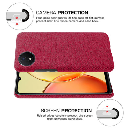 Protective Case for vivo Y02 4G / Y02A 4G / Y11 (2023) , Cloth+Hard PC Anti-Shock Phone Cover