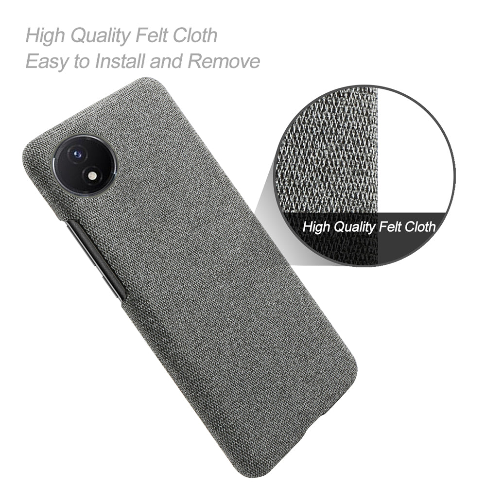 Protective Case for vivo Y02 4G / Y02A 4G / Y11 (2023) , Cloth+Hard PC Anti-Shock Phone Cover