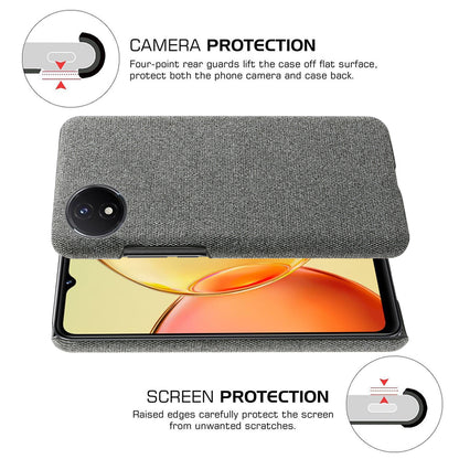 Protective Case for vivo Y02 4G / Y02A 4G / Y11 (2023) , Cloth+Hard PC Anti-Shock Phone Cover