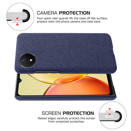 Protective Case for vivo Y02 4G / Y02A 4G / Y11 (2023) , Cloth+Hard PC Anti-Shock Phone Cover