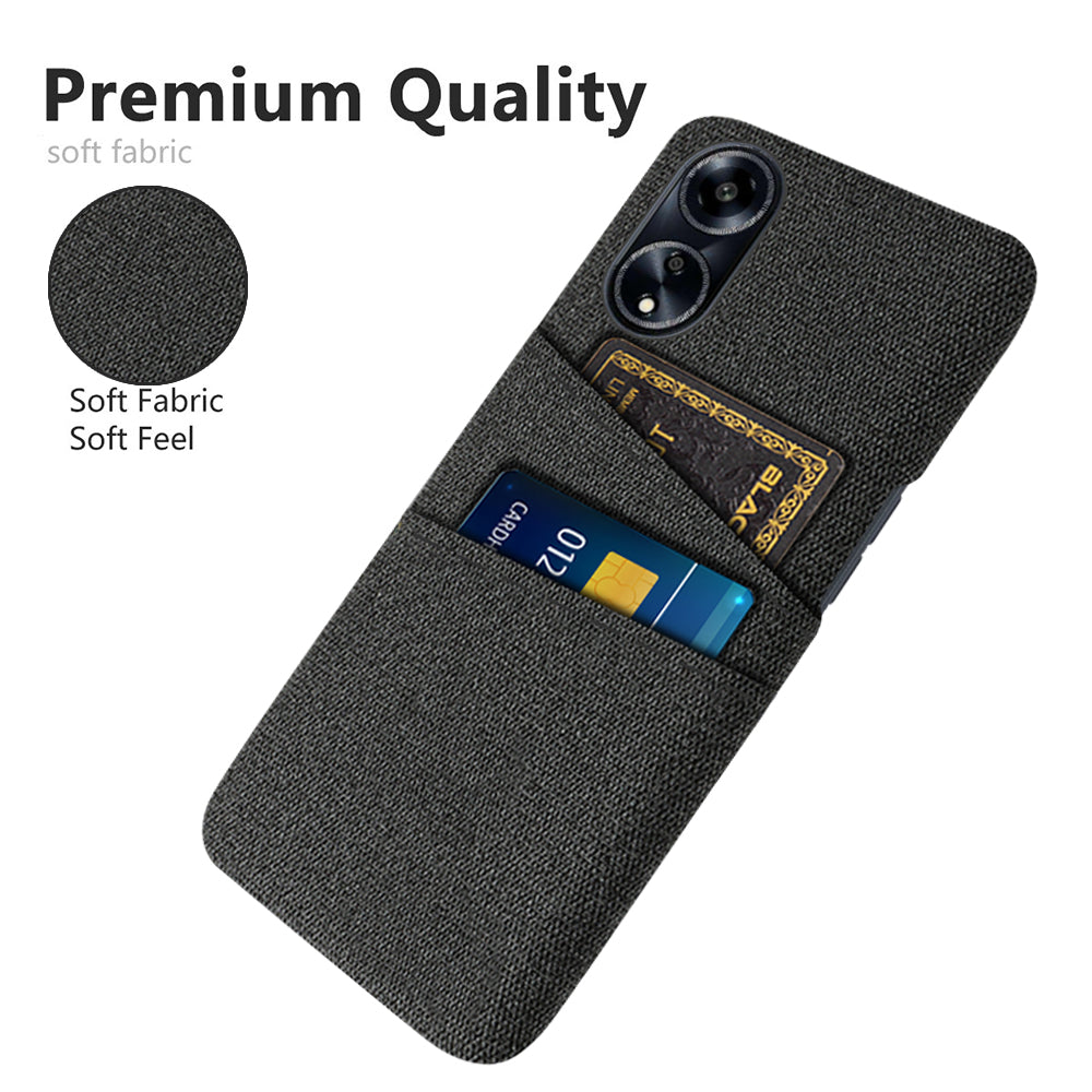 Cell Phone Cover for Oppo A1 5G / A98 5G / F23 5G Hard PC + Cloth Dual Card Holder Phone Case