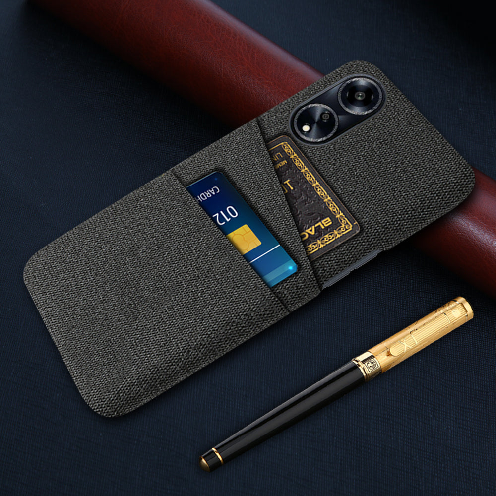 Cell Phone Cover for Oppo A1 5G / A98 5G / F23 5G Hard PC + Cloth Dual Card Holder Phone Case