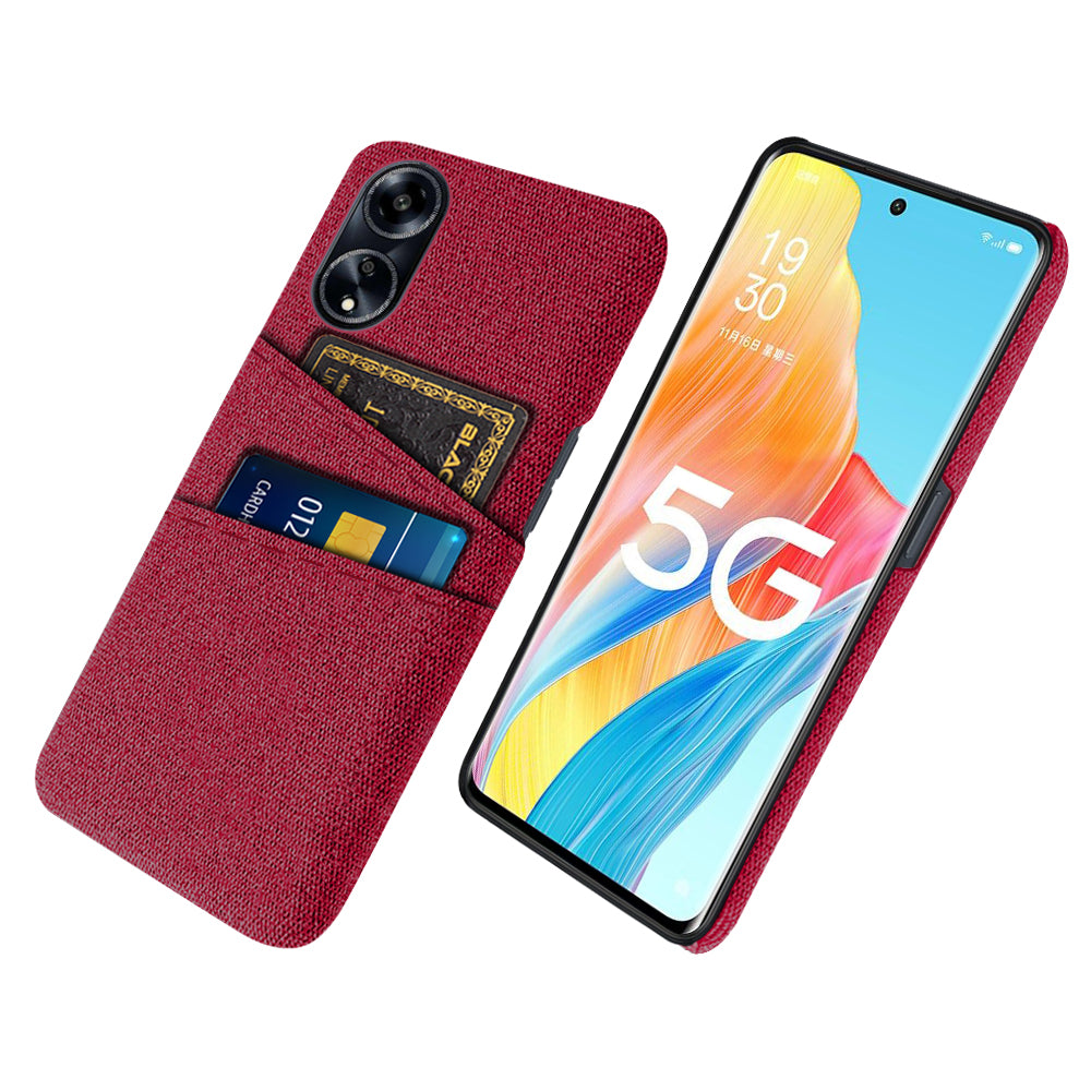 Cell Phone Cover for Oppo A1 5G / A98 5G / F23 5G Hard PC + Cloth Dual Card Holder Phone Case