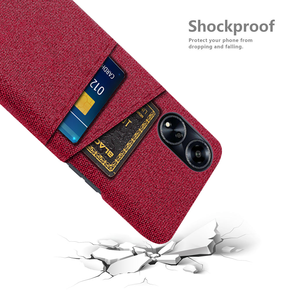 Cell Phone Cover for Oppo A1 5G / A98 5G / F23 5G Hard PC + Cloth Dual Card Holder Phone Case
