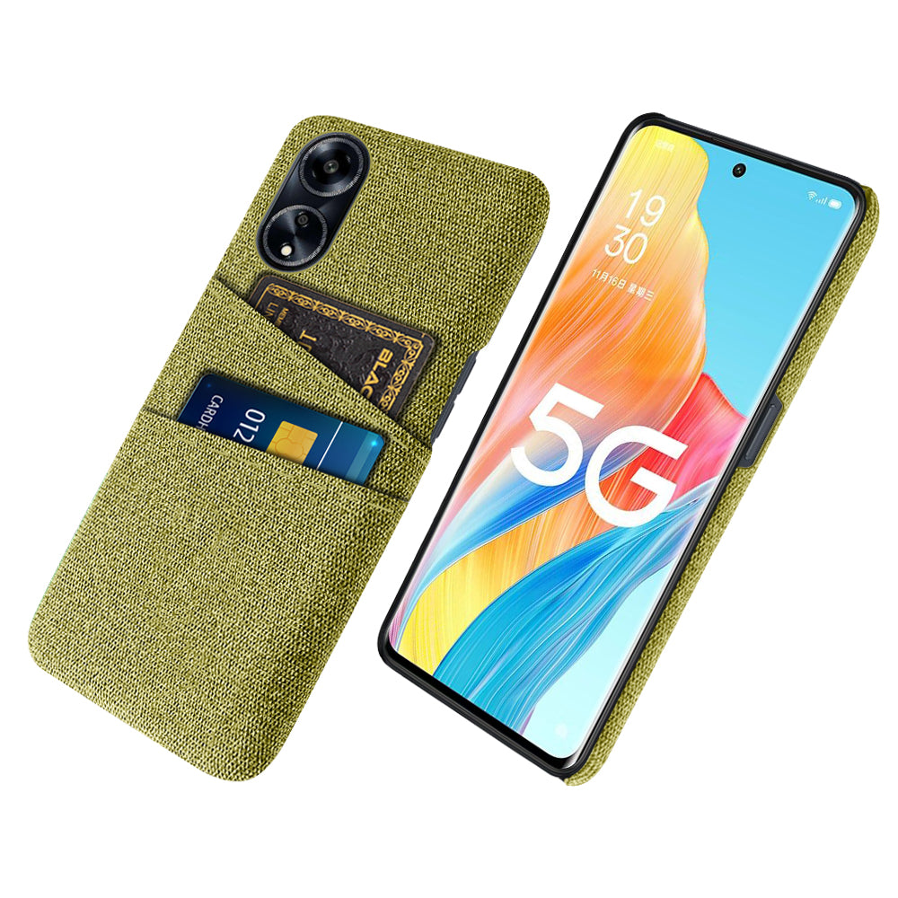 Cell Phone Cover for Oppo A1 5G / A98 5G / F23 5G Hard PC + Cloth Dual Card Holder Phone Case