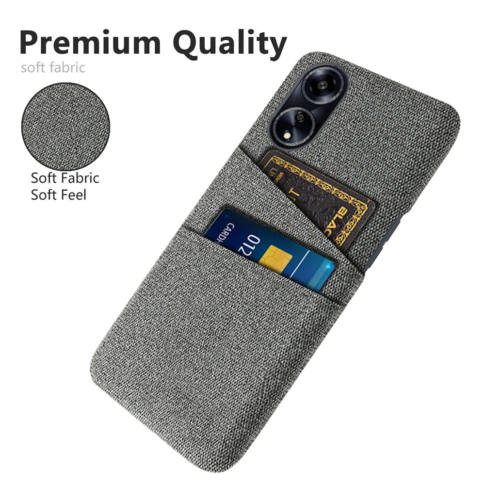 Cell Phone Cover for Oppo A1 5G / A98 5G / F23 5G Hard PC + Cloth Dual Card Holder Phone Case