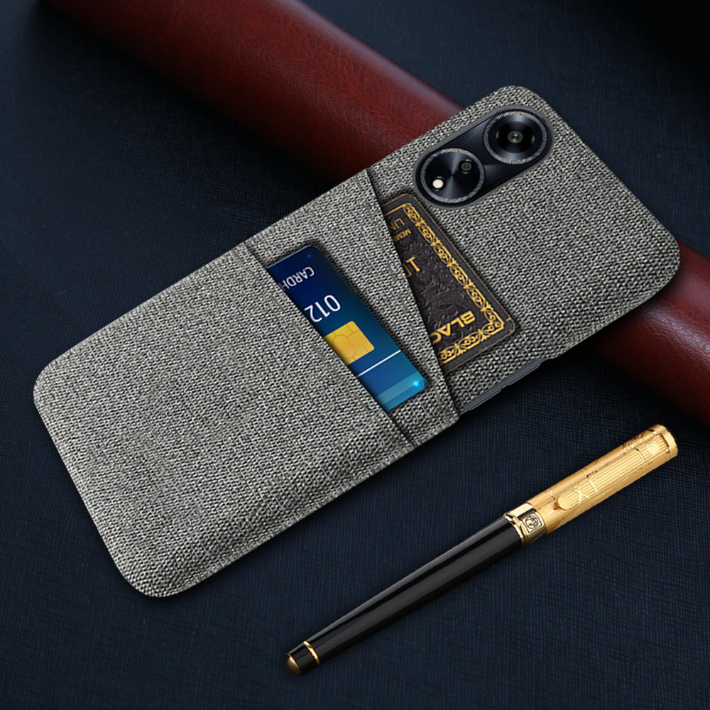 Cell Phone Cover for Oppo A1 5G / A98 5G / F23 5G Hard PC + Cloth Dual Card Holder Phone Case
