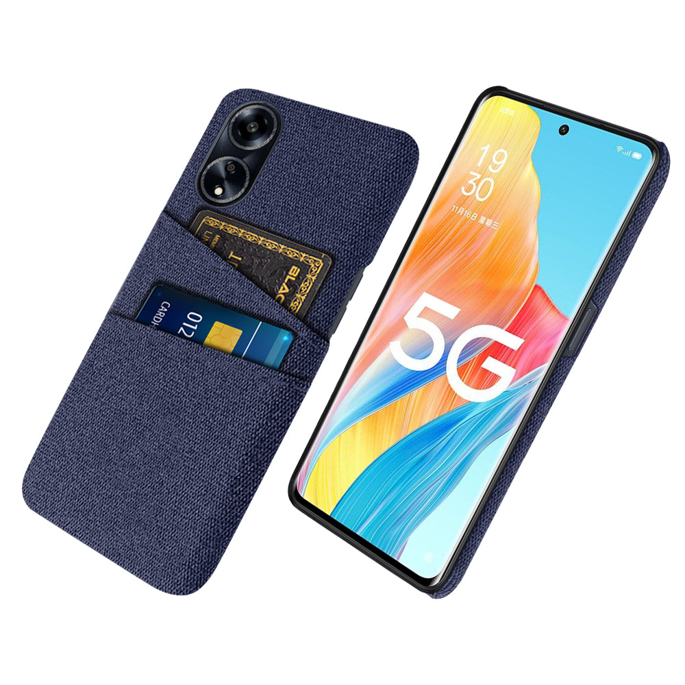 Cell Phone Cover for Oppo A1 5G / A98 5G / F23 5G Hard PC + Cloth Dual Card Holder Phone Case