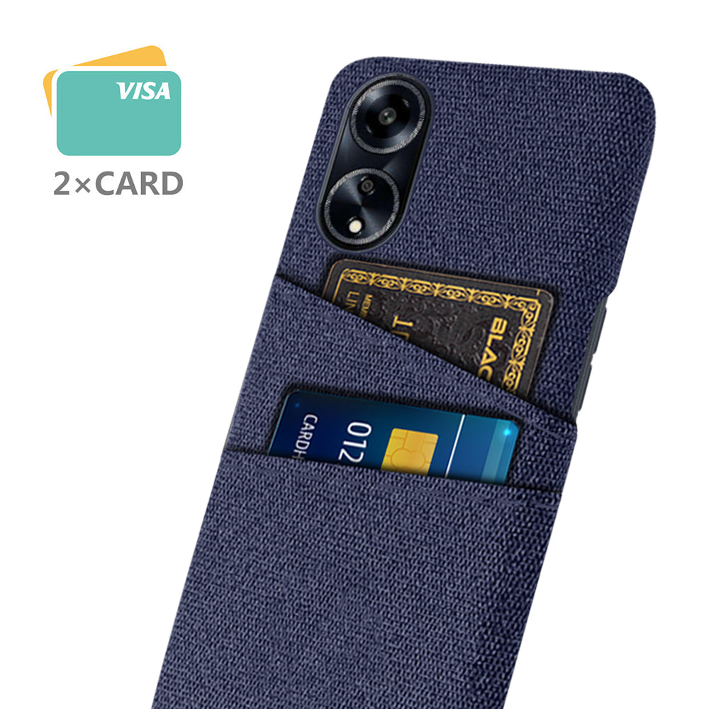 Cell Phone Cover for Oppo A1 5G / A98 5G / F23 5G Hard PC + Cloth Dual Card Holder Phone Case