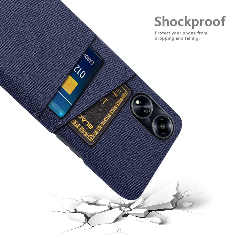 Cell Phone Cover for Oppo A1 5G / A98 5G / F23 5G Hard PC + Cloth Dual Card Holder Phone Case