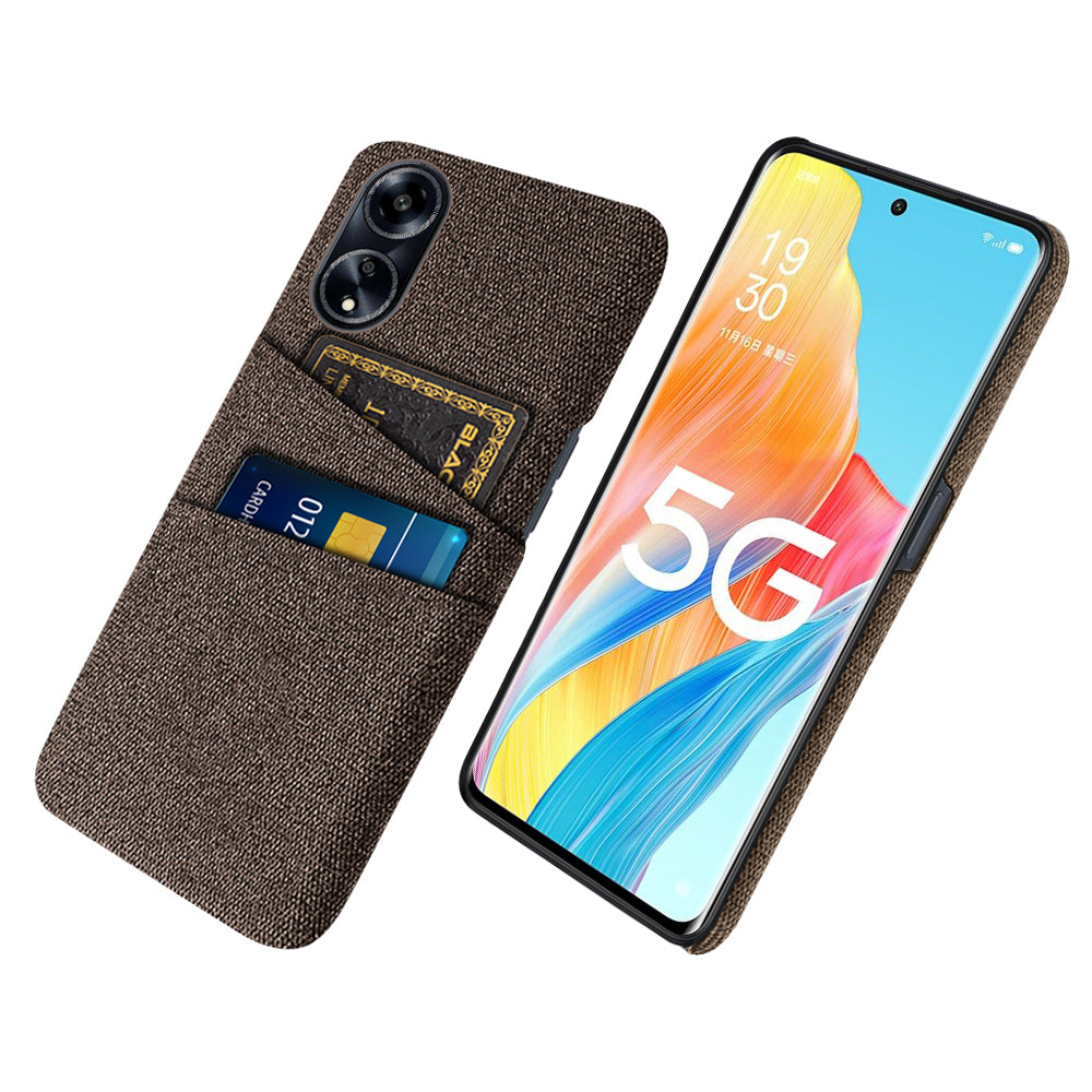 Cell Phone Cover for Oppo A1 5G / A98 5G / F23 5G Hard PC + Cloth Dual Card Holder Phone Case