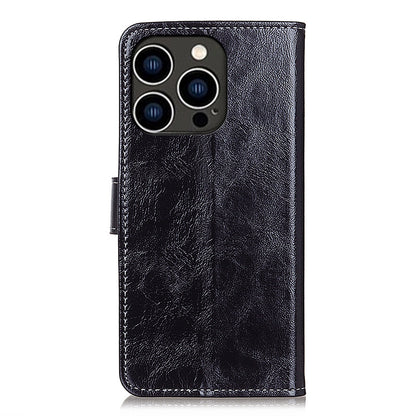 For iPhone 15 Pro Retro Leather Wallet Stand Case Crazy Horse Texture Smartphone Cover