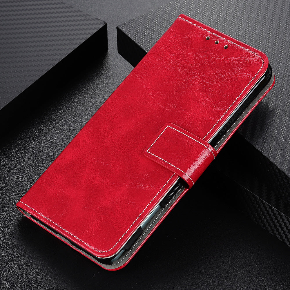 For iPhone 15 Pro Retro Leather Wallet Stand Case Crazy Horse Texture Smartphone Cover