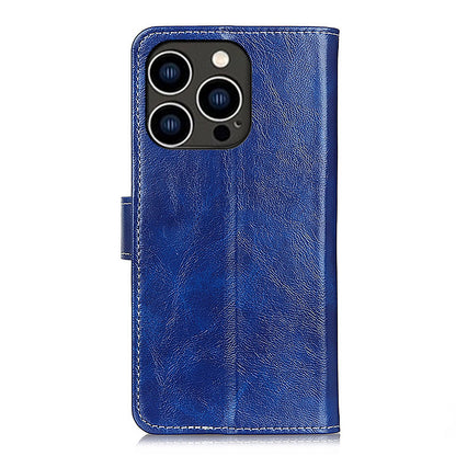 For iPhone 15 Pro Retro Leather Wallet Stand Case Crazy Horse Texture Smartphone Cover