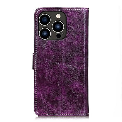 For iPhone 15 Pro Retro Leather Wallet Stand Case Crazy Horse Texture Smartphone Cover