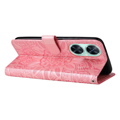 For Huawei Nova 11i / Maimang 20 / Enjoy 60 Pro Sunflower Imprinted Stand PU Leather Cover Wallet Case
