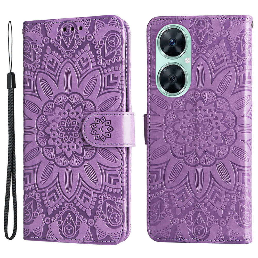 For Huawei Nova 11i / Maimang 20 / Enjoy 60 Pro Sunflower Imprinted Stand PU Leather Cover Wallet Case