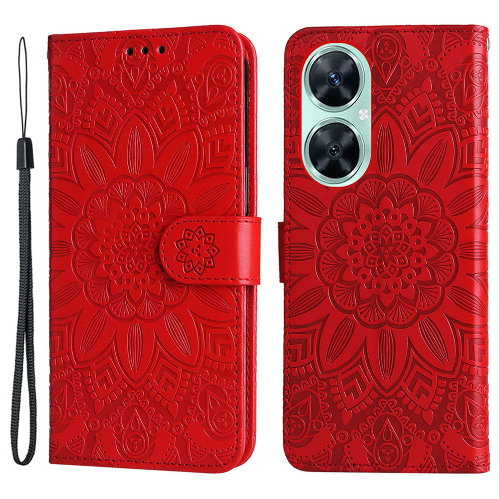 For Huawei Nova 11i / Maimang 20 / Enjoy 60 Pro Sunflower Imprinted Stand PU Leather Cover Wallet Case