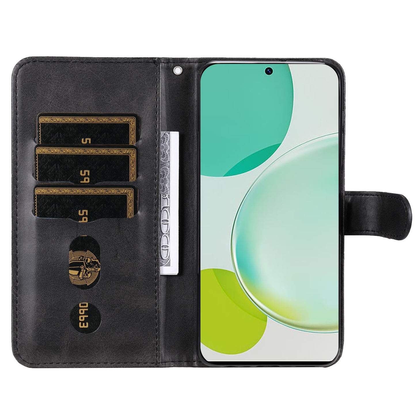 For Huawei Nova 11i / Enjoy 60 Pro / Maimang 20 Calf Texture Leather Phone Case Zipper Pocket Wallet Flip Cover with Stand
