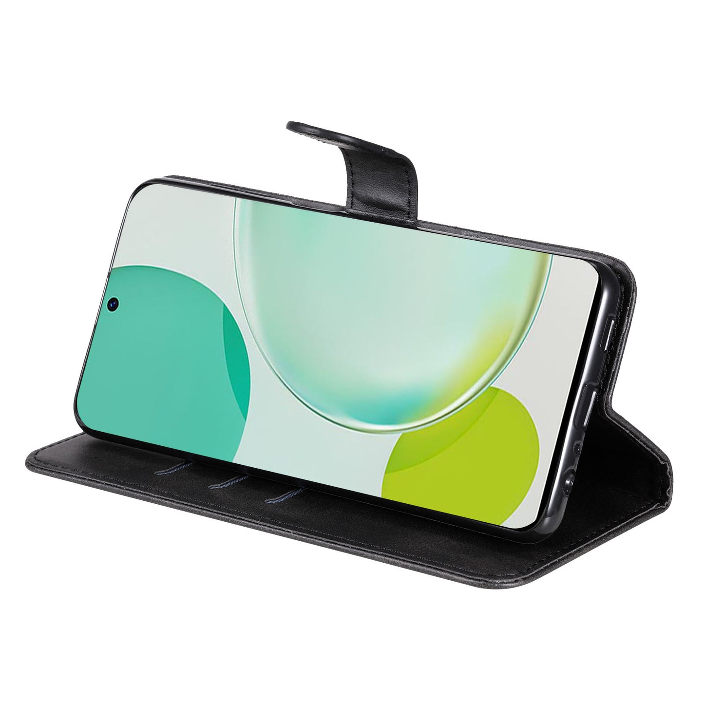 For Huawei Nova 11i / Enjoy 60 Pro / Maimang 20 Calf Texture Leather Phone Case Zipper Pocket Wallet Flip Cover with Stand