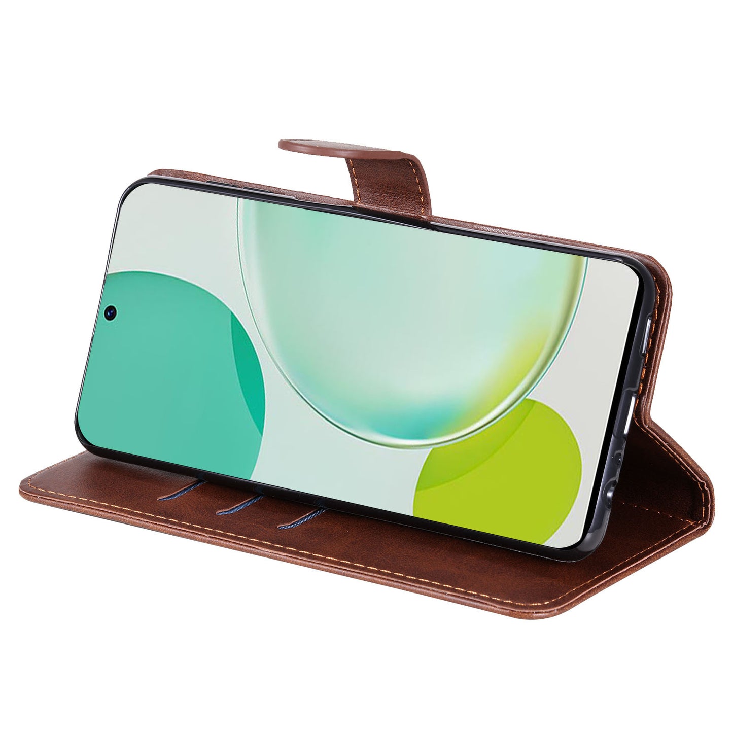 For Huawei Nova 11i / Enjoy 60 Pro / Maimang 20 Calf Texture Leather Phone Case Zipper Pocket Wallet Flip Cover with Stand