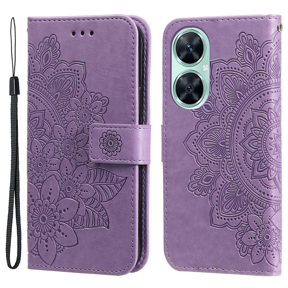 Imprinted Flower Case for Huawei Nova 11i / Maimang 20 / Enjoy 60 Pro Stand Wallet Phone Shell PU Leather Cover