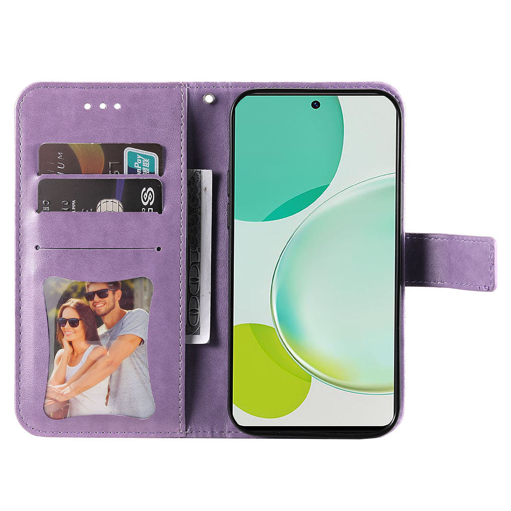 Imprinted Flower Case for Huawei Nova 11i / Maimang 20 / Enjoy 60 Pro Stand Wallet Phone Shell PU Leather Cover