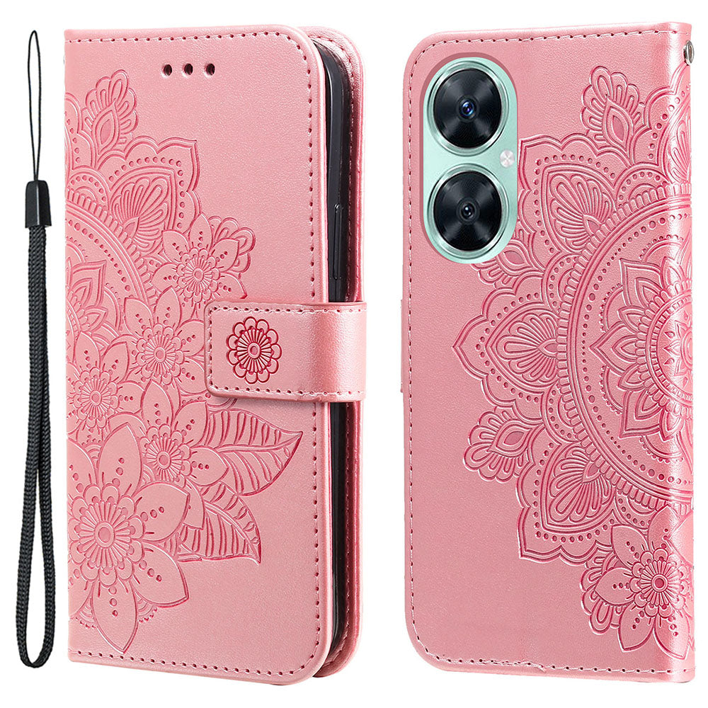 Imprinted Flower Case for Huawei Nova 11i / Maimang 20 / Enjoy 60 Pro Stand Wallet Phone Shell PU Leather Cover