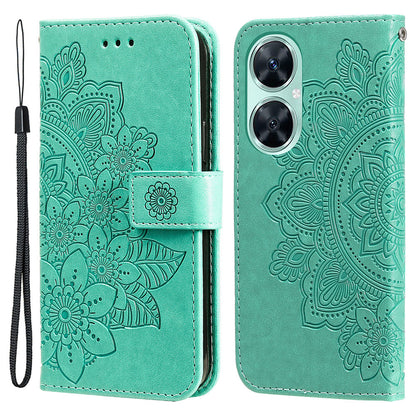 Imprinted Flower Case for Huawei Nova 11i / Maimang 20 / Enjoy 60 Pro Stand Wallet Phone Shell PU Leather Cover