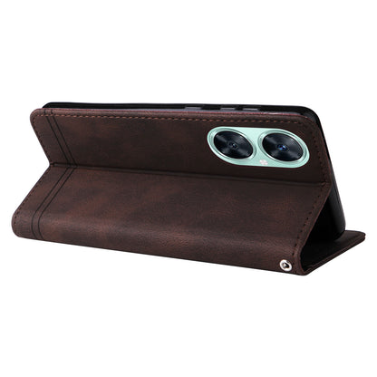 For Huawei Nova 11i / Maimang 20 / Enjoy 60 Pro Wallet Phone Case Imprinted Lines Leather Stand Cover