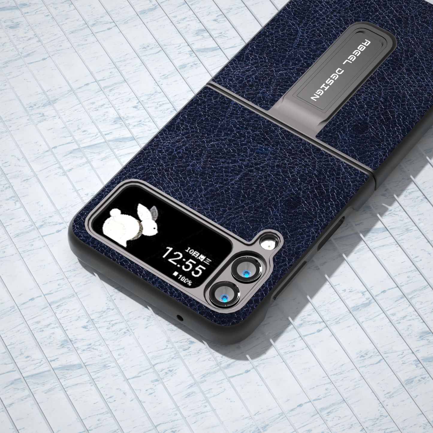 ABEEL For Samsung Galaxy Z Flip4 5G Kickstand Protective Case PU Leather+PC Retro Litchi Texture Phone Cover