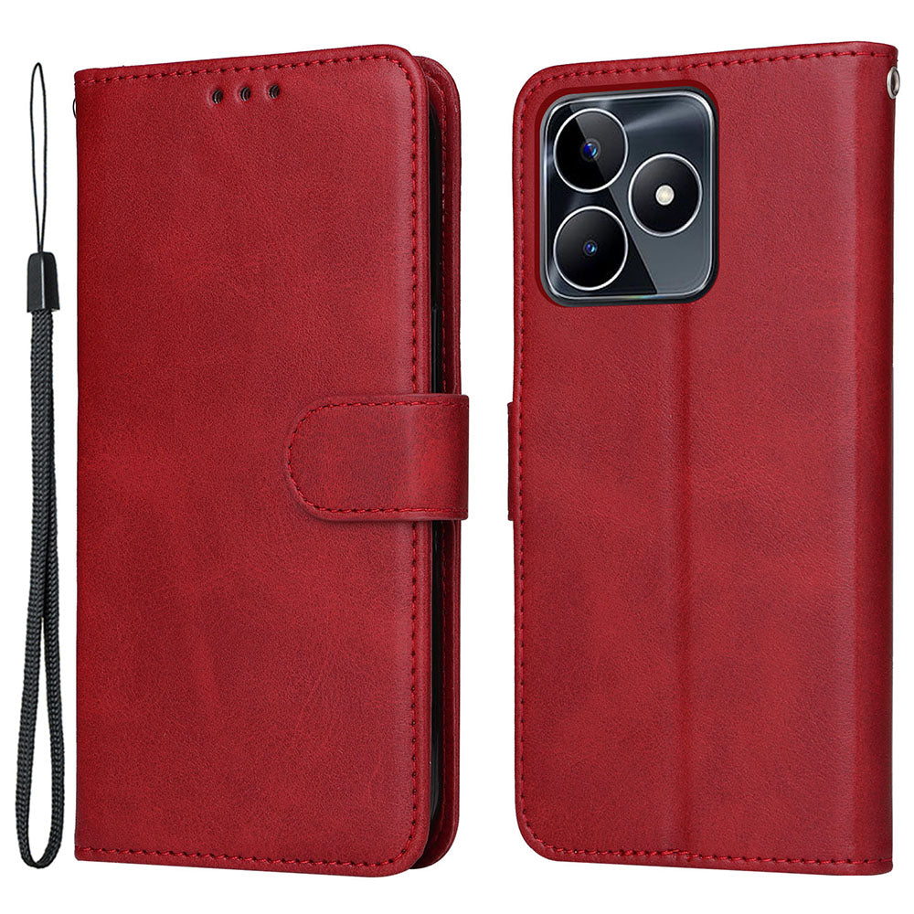 For Realme C53 4G / Narzo N53 4G PU Leather Wallet Stand Case Calf Texture Shockproof Phone Cover