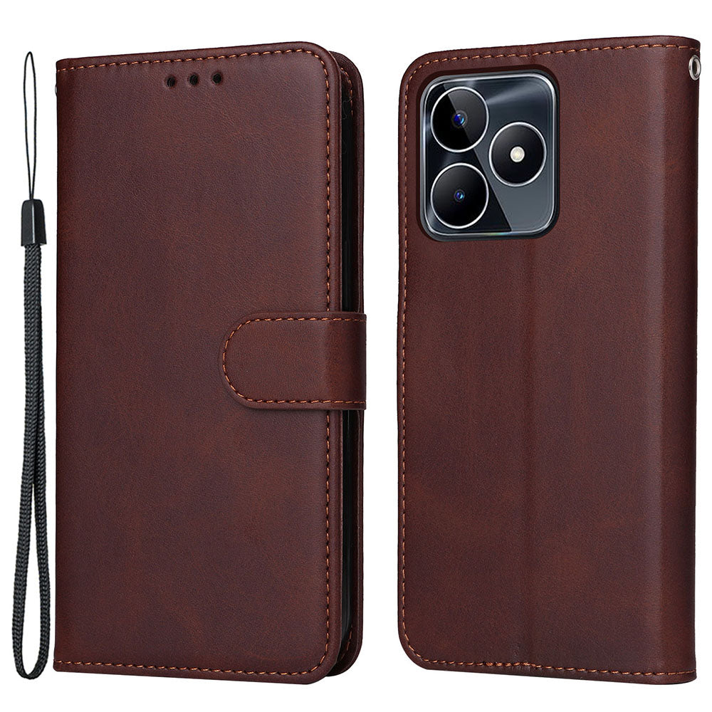 For Realme C53 4G / Narzo N53 4G PU Leather Wallet Stand Case Calf Texture Shockproof Phone Cover