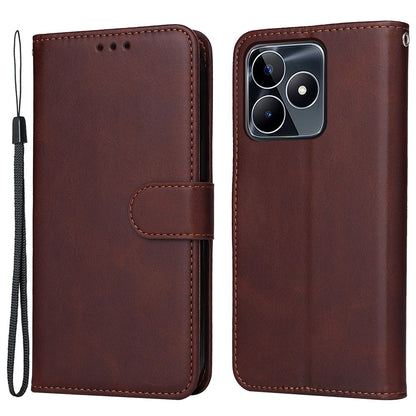 For Realme C53 4G / Narzo N53 4G PU Leather Wallet Stand Case Calf Texture Shockproof Phone Cover