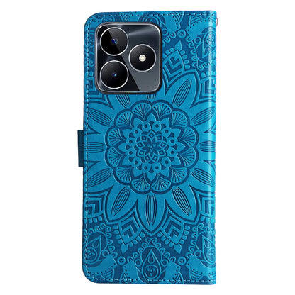 For Realme C53 4G / Narzo N53 4G Sunflower Imprinted Stand PU Leather Cover Wallet Drop-proof Case